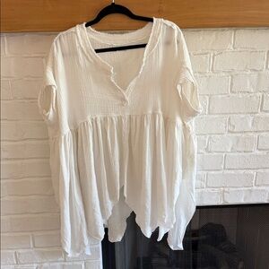 Free People Ivory Gauze Peasant Tunic Top